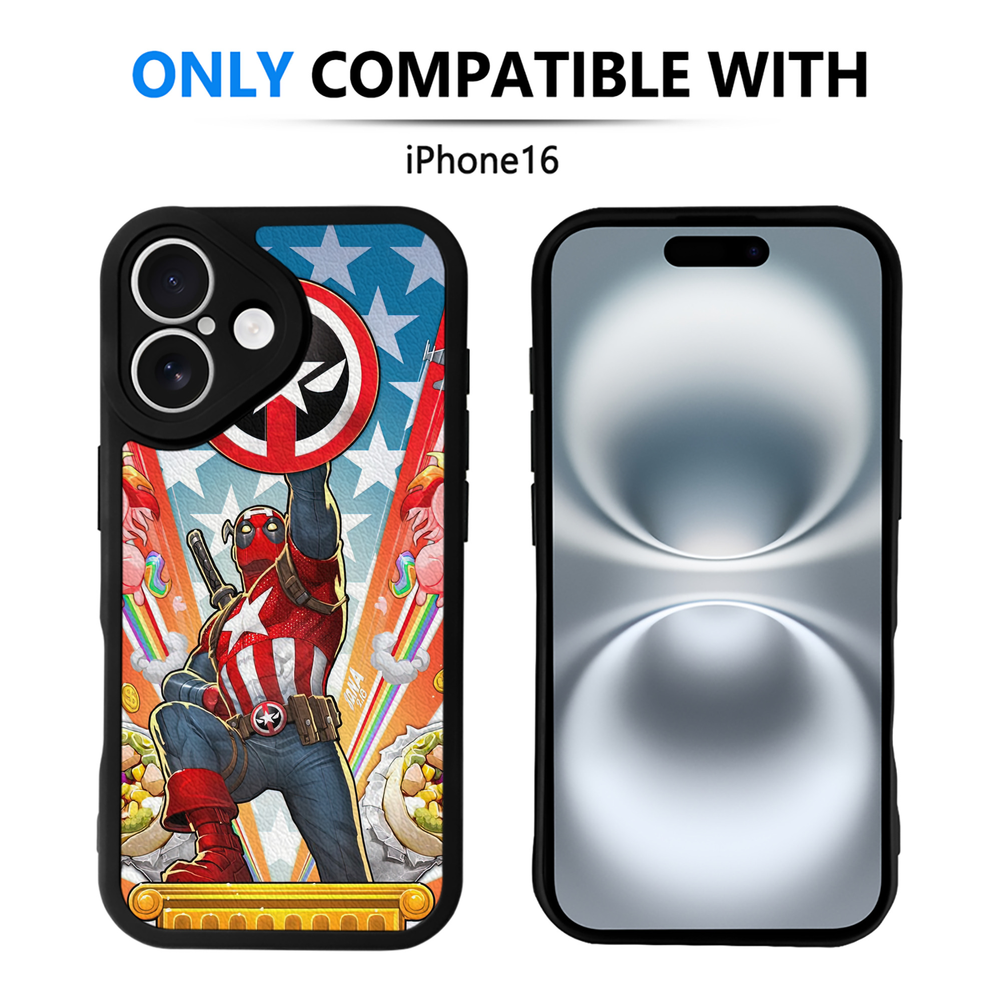 （画像用） Deadpool デッドプール 【iPhone 16シリーズ対応】シリコンスマホケース（レザー調） 材質：シリコン